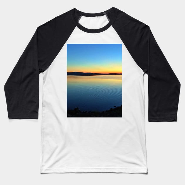 Orange Sunset on a Northern Canadian Autumn Lake - Ripples on the Water Baseball T-Shirt by Ric1926
